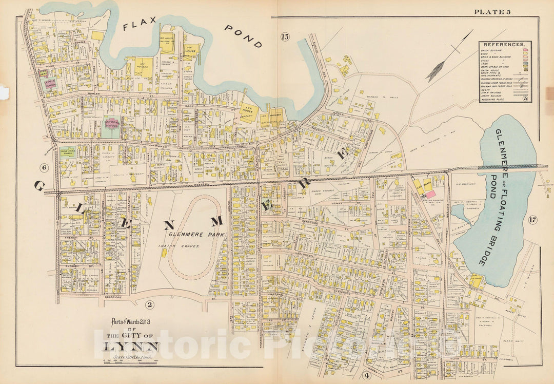 Historic Map : Atlas of Lynn, Swampscott and Saugus, Lynn 1905 Plate 005 , Vintage Wall Art