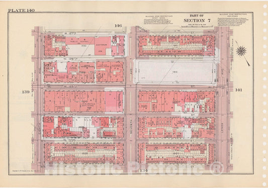 Historic Map : Manhattan Land Book 1955 - Updated Through Nov 7th, New York City 1975 Plate 140 , Vintage Wall Art