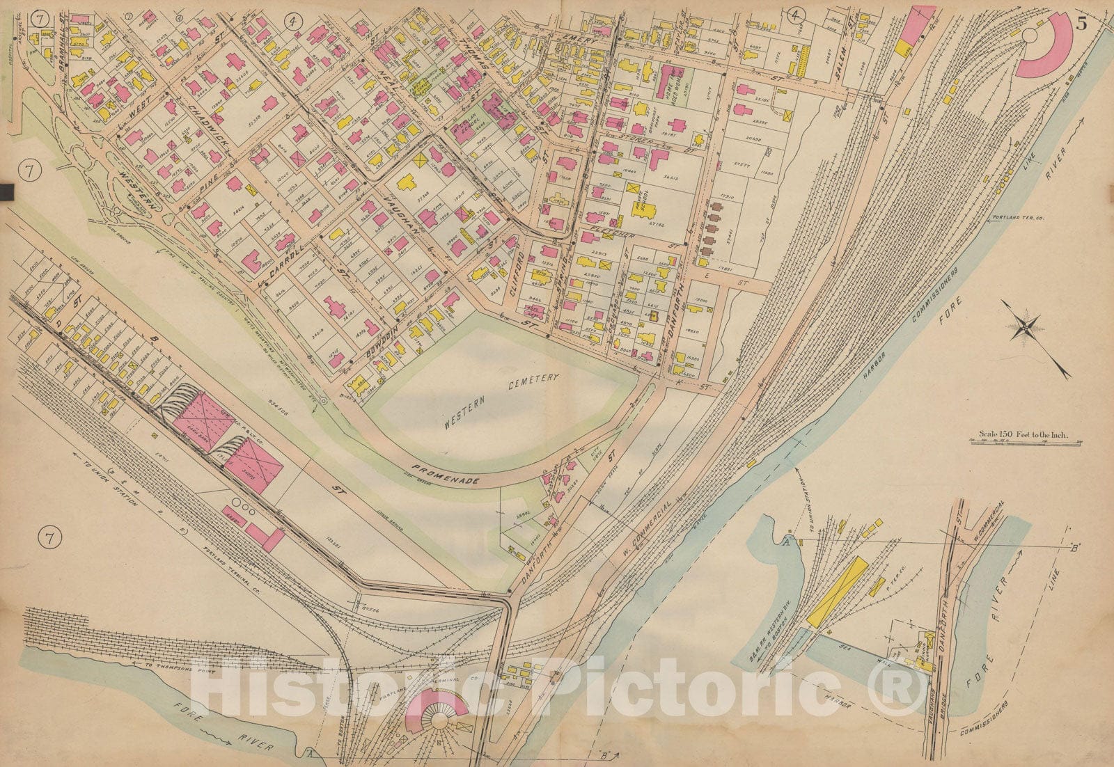 Historic Map : Atlas City of Portland, Portland 1914 Plate 005 , Vintage Wall Art