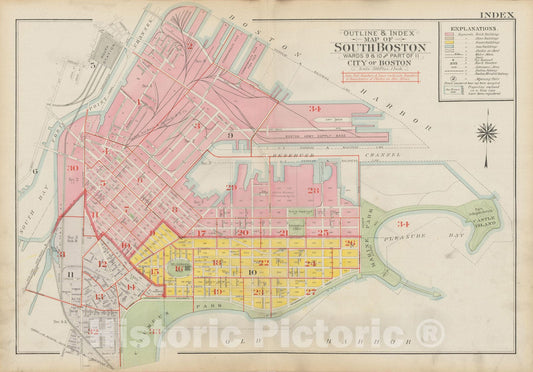 Historic Map : Atlas City of Boston: South Boston 1919 Index Plate , Vintage Wall Art