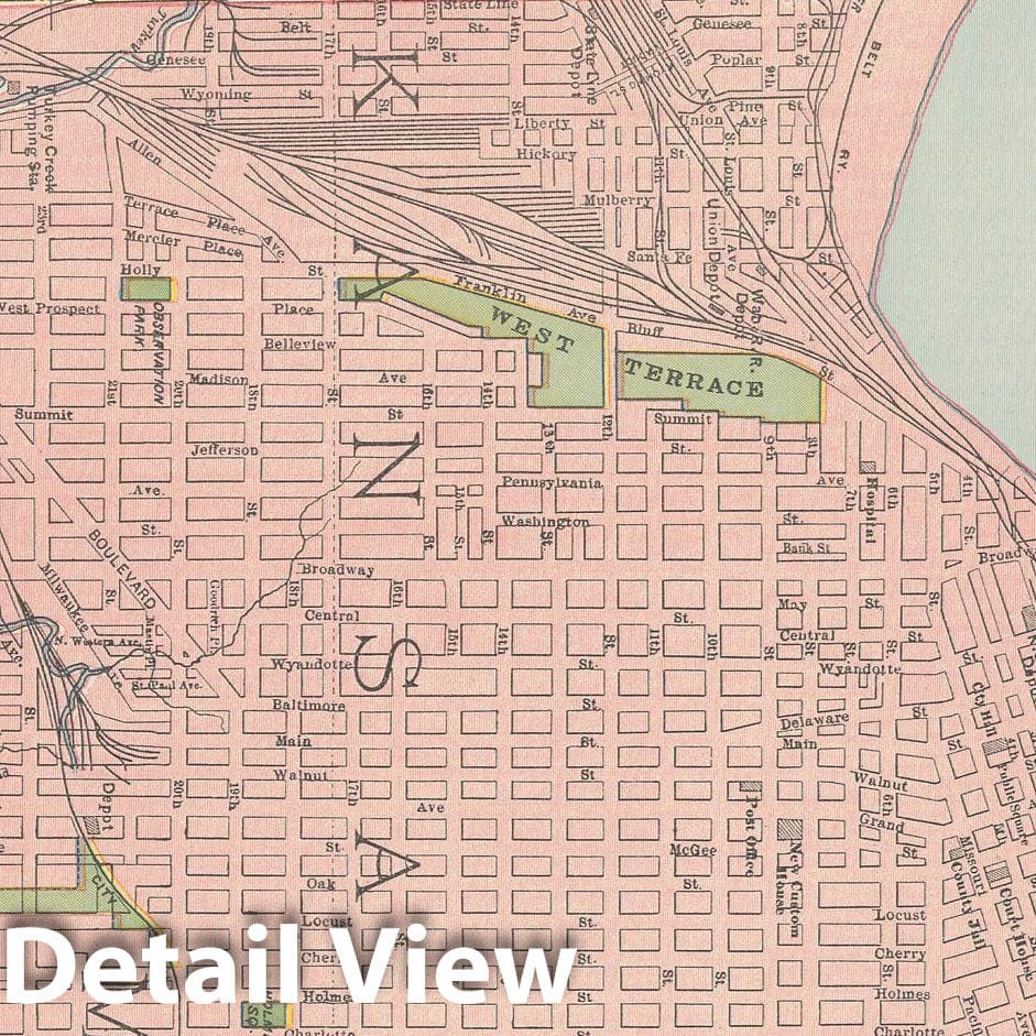 Historic Map : Kansas City 1903 , Rand McNally Business Atlas , Vintage Wall Art