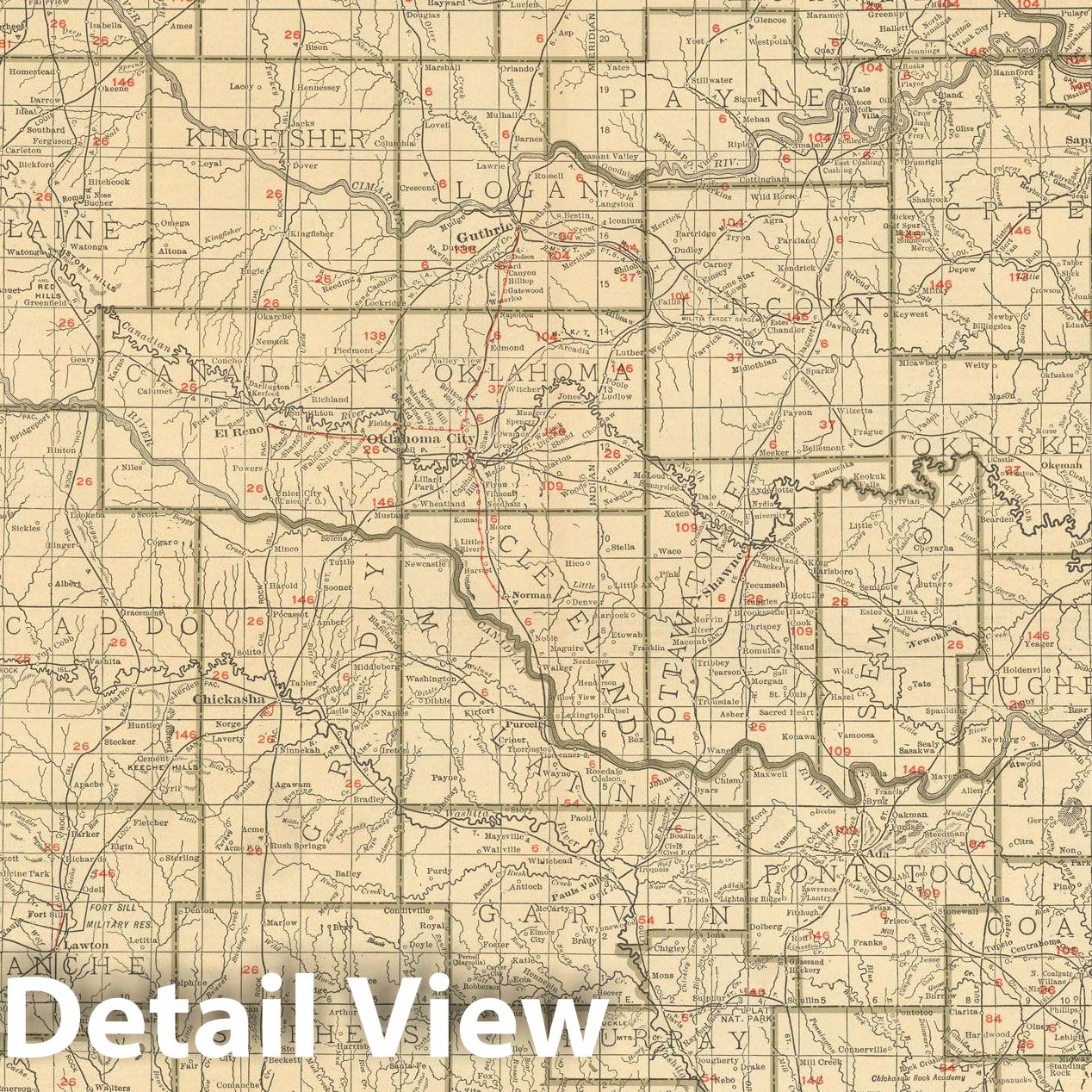 Historic Map : Oklahoma 1925 , Vintage Wall Art