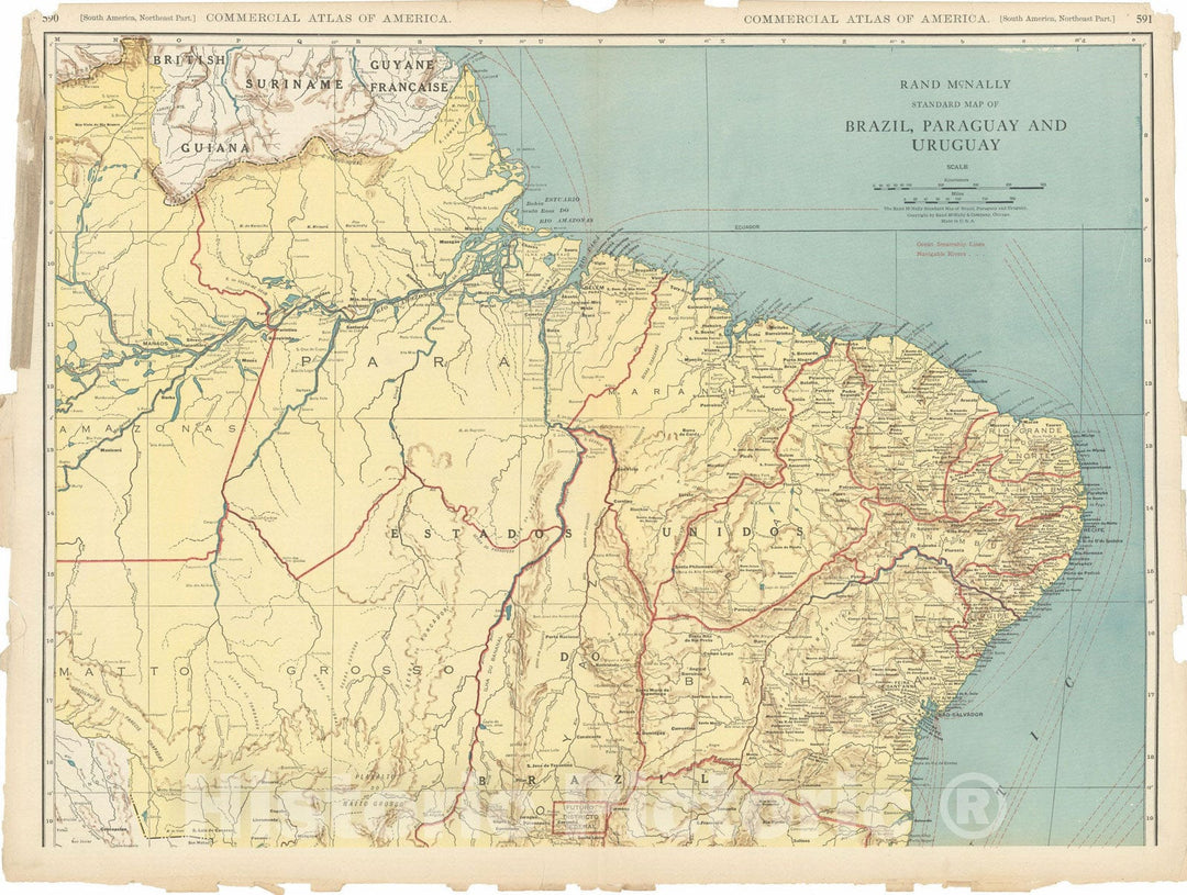 Historic Map : Commercial Atlas of America, 56th Edition, South America 1925 , Vintage Wall Art