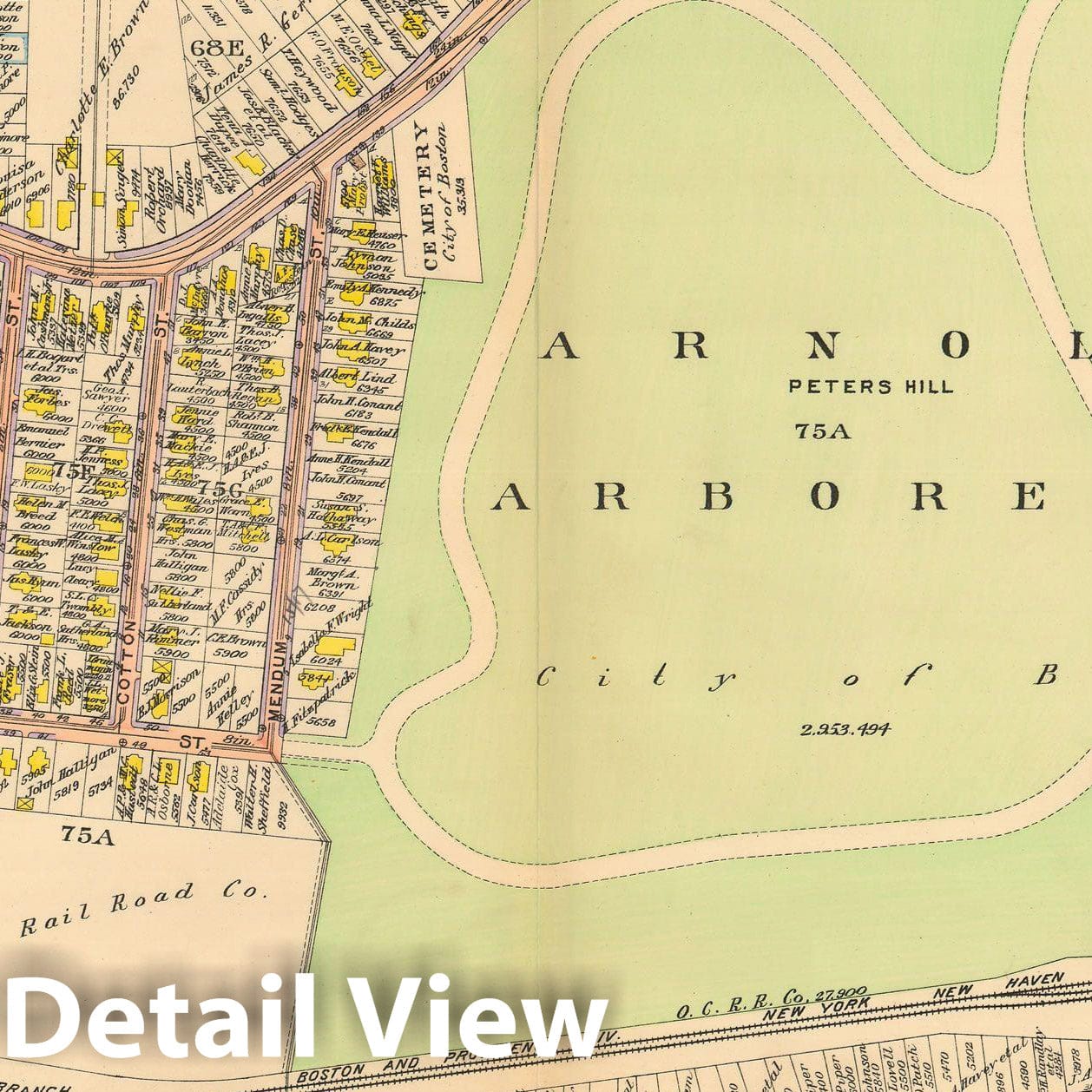 Historic Map : Atlas City of Boston, West Roxbury, Roslindale 1914 Plate 015 , Vintage Wall Art