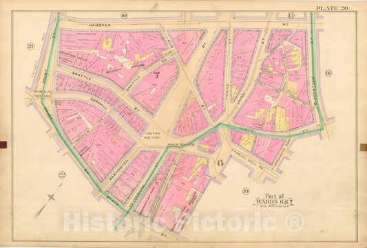 Historic Map : Atlas City of Boston, City Proper, Vol. I, Boston 1888 Plate 020 , Vintage Wall Art