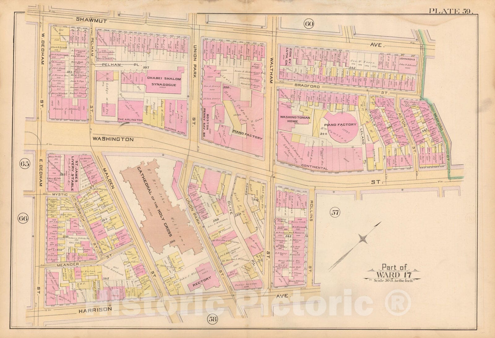 Historic Map : Atlas City of Boston, City Proper, Vol. 2, Boston 1888 Plate 059 , Vintage Wall Art