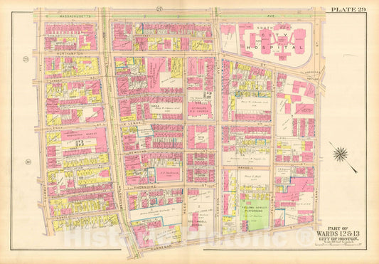 Historic Map : Atlas City of Boston, Boston Proper and Back Bay, Boston 1917 Plate 029 , Vintage Wall Art