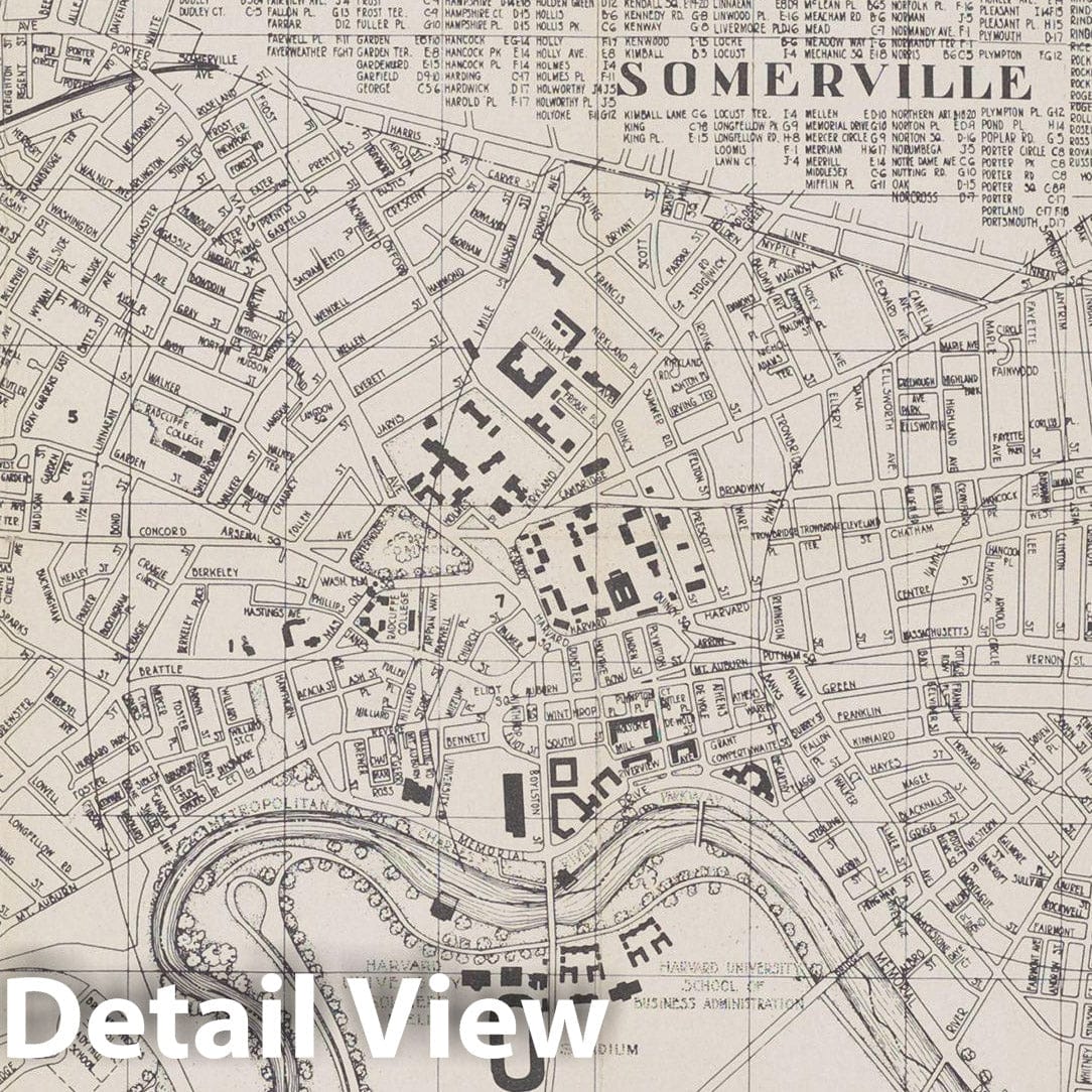 Historic Map : Cambridge 1940 , Vintage Wall Art