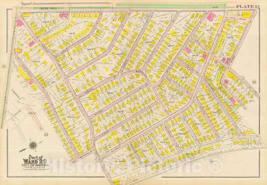 Historic Map : Atlas City of Boston, Dorchester, Dorchester 1910 Plate 015 , Vintage Wall Art
