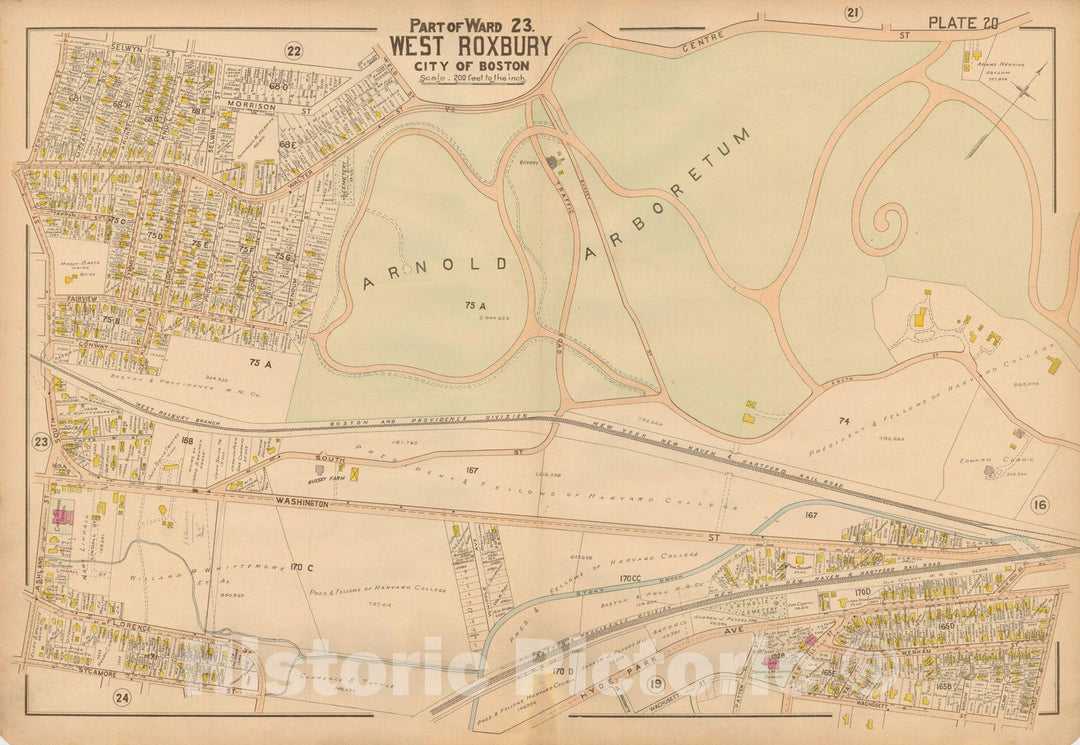 Historic Map : Atlas of Dorchester, West Roxbury and Brighton, Roslindale 1899 Plate 020 , Vintage Wall Art