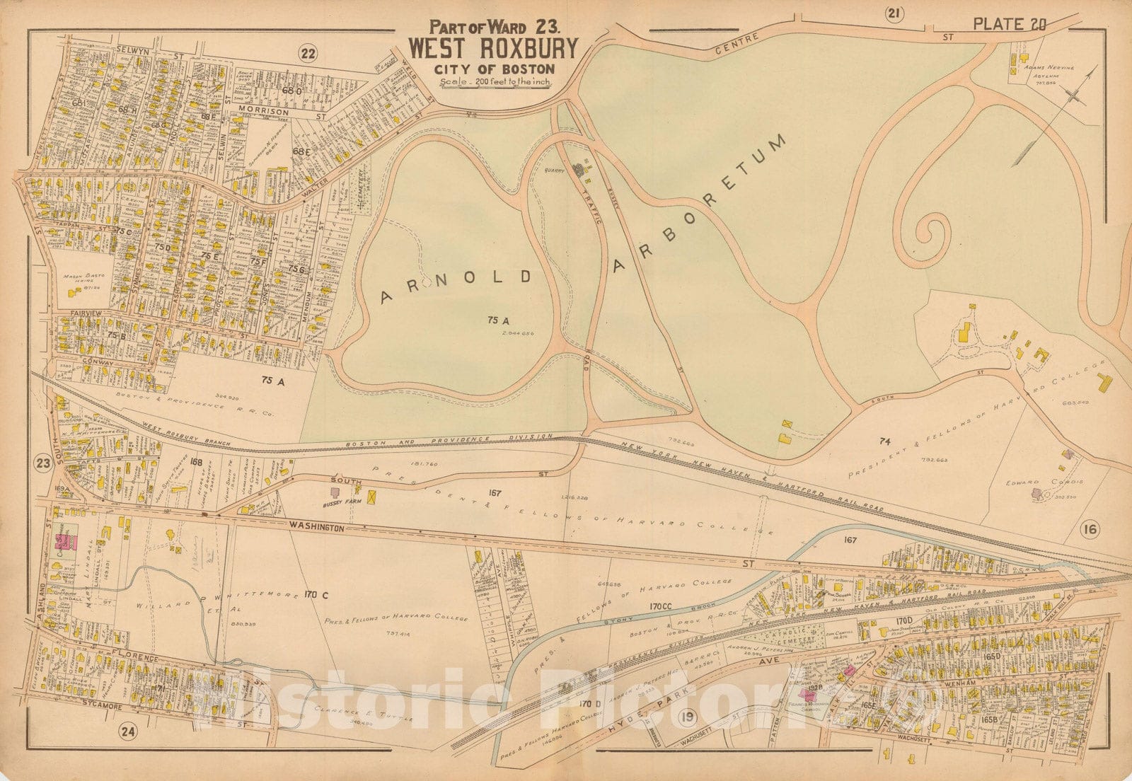 Historic Map : Atlas of Dorchester, West Roxbury and Brighton, Roslindale 1899 Plate 020 , Vintage Wall Art