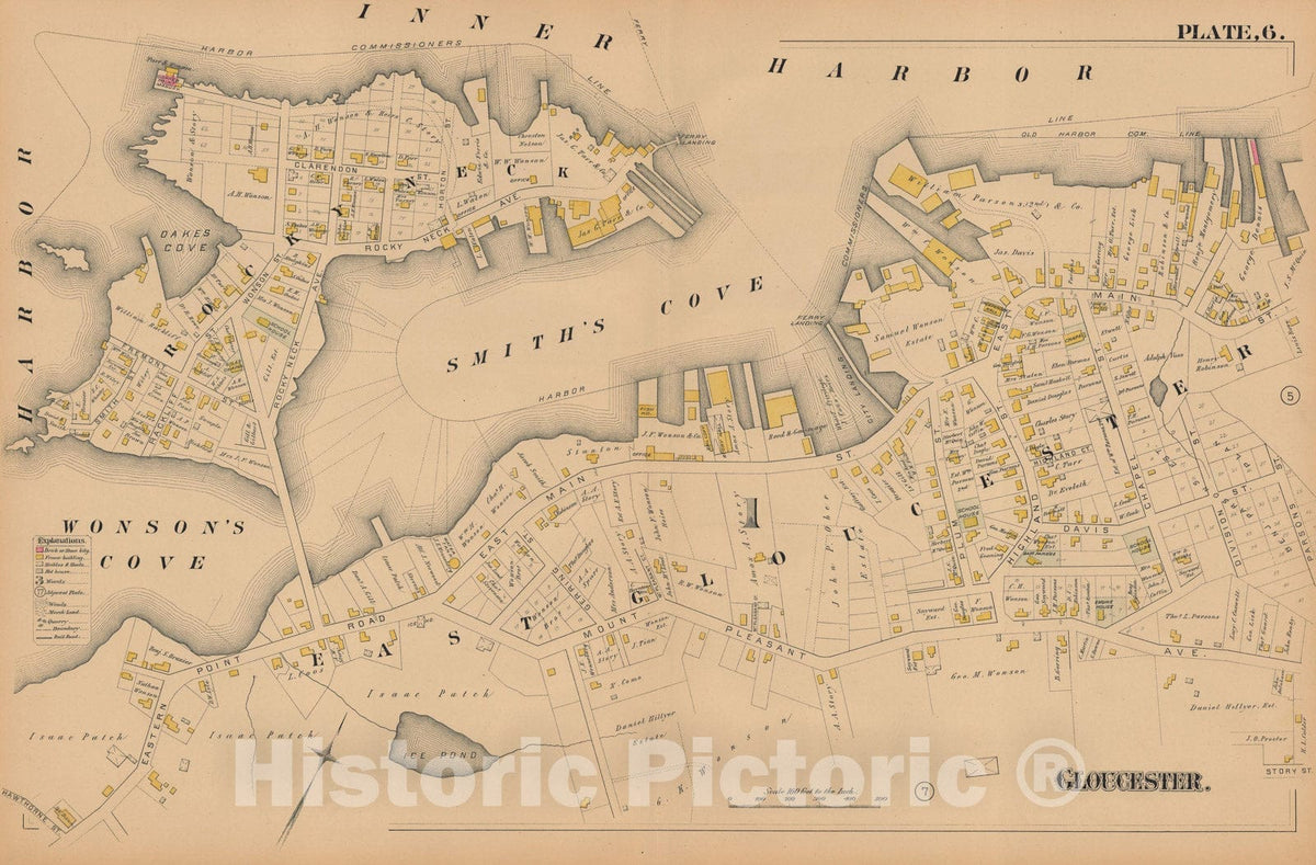 Historic Map : Atlas City of Gloucester and Town of Rockport, Gloucester 1884 Plate 006 , Vintage Wall Art