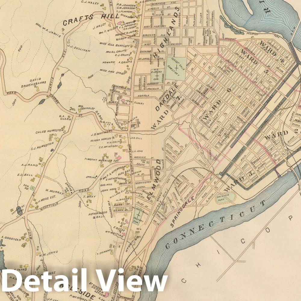 Historic Map : Atlas of Hampden County, Massachusetts, Holyoke 1894 , Vintage Wall Art