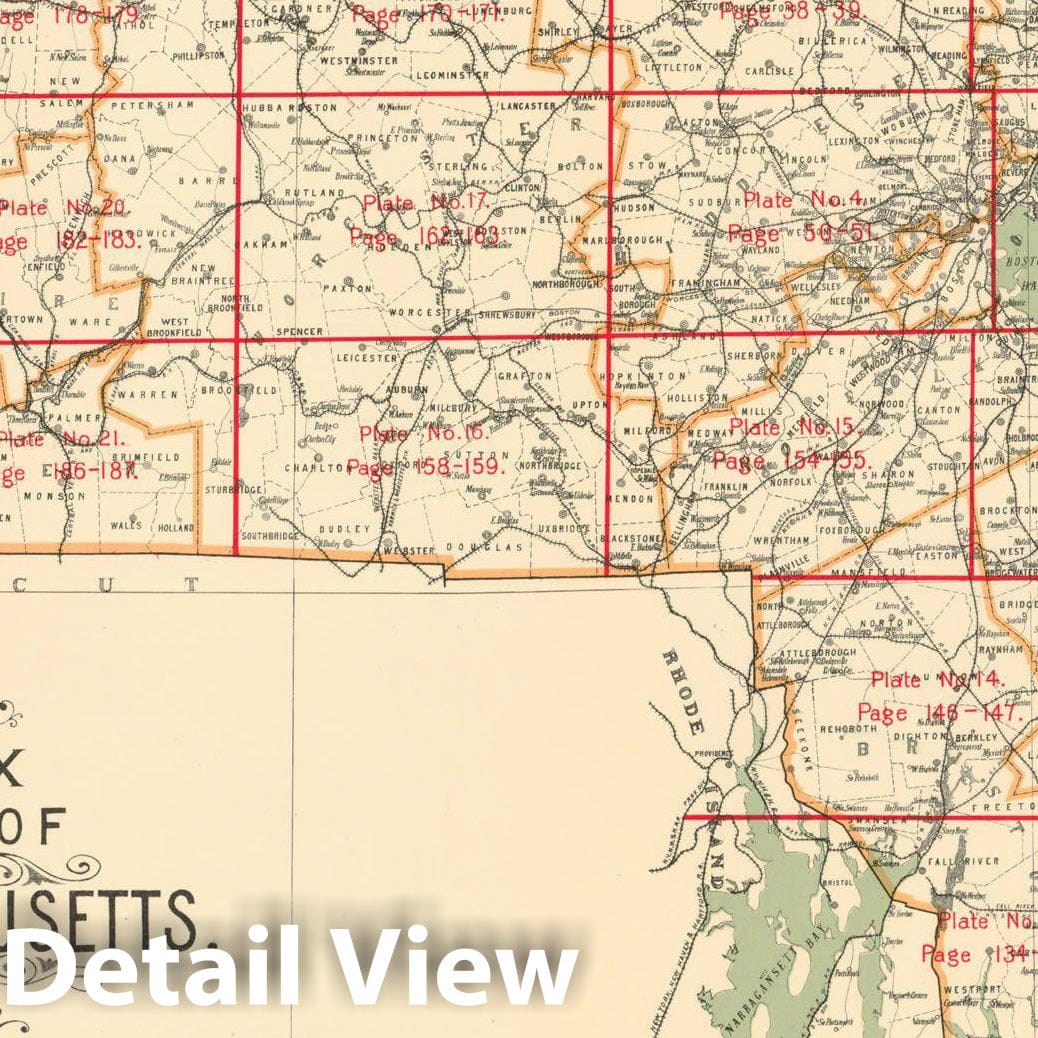 Historic Map : Topographical Atlas of Massachusetts, Massachusetts 1908 , Vintage Wall Art