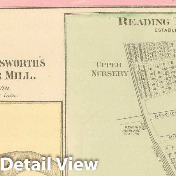 Historic Map : County Atlas of Middlesex Massachusetts, Groton & Reading 1875 , Vintage Wall Art
