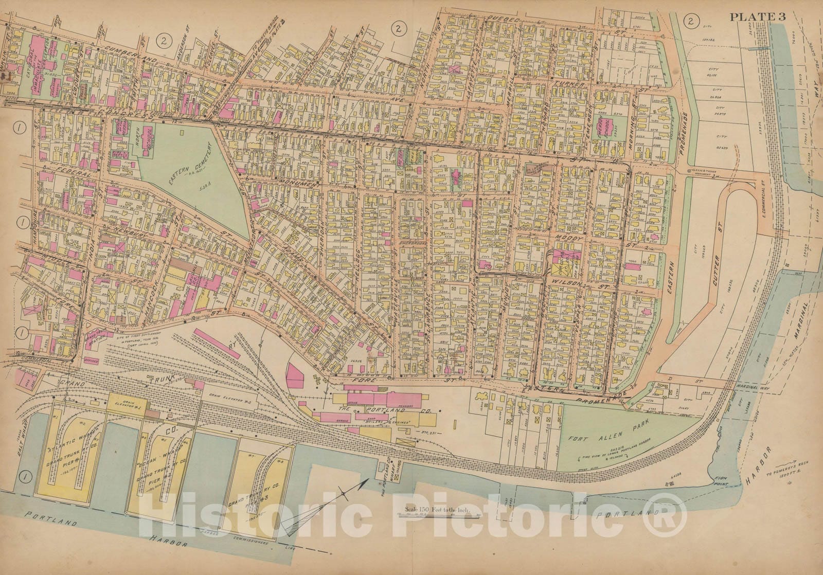 Historic Map : Atlas City of Portland, Portland 1914 Plate 003 , Vintage Wall Art