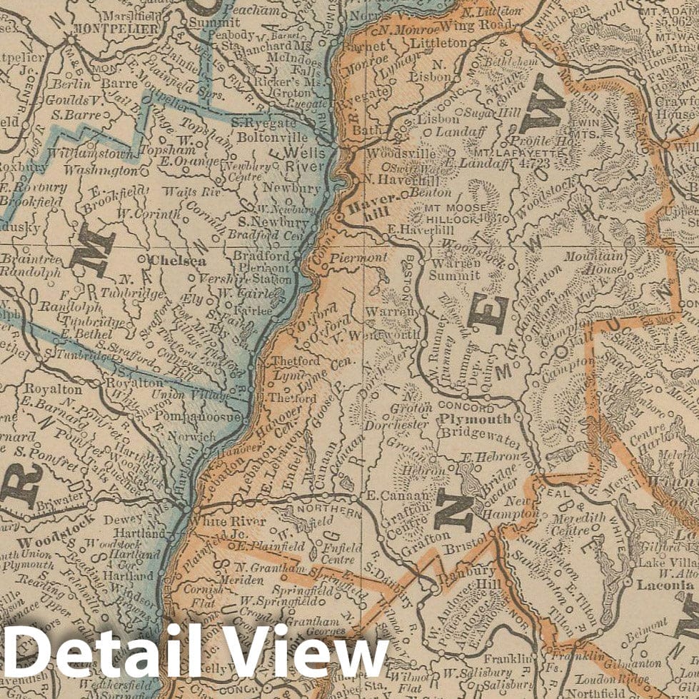 Historic Map : New Hampshire & Vermont 1877 , Business Atlas of the USA , Vintage Wall Art