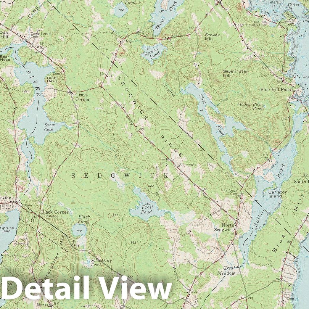 Historic Map : USGS 7.5 Minute Sheets and Quadrangles, Bluehill & Brooklin & Brooksville & Sedgwick 1957 Topographic Map , Vintage Wall Art