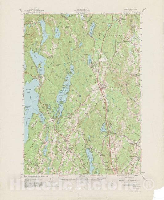 Historic Map : USGS 7.5 Minute Sheets and Quadrangles, Gray 1957 Topographic Map , Vintage Wall Art