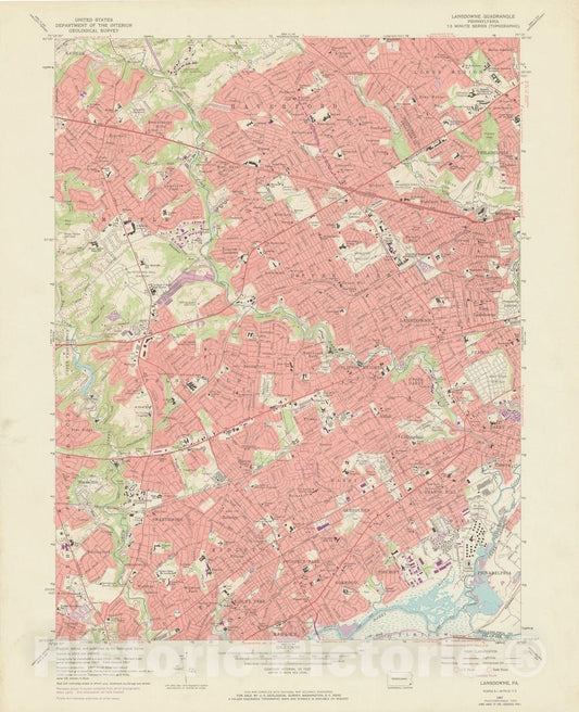 Historic Map : USGS 7.5 Minute Sheets and Quadrangles, Clifton Heights & Lansdowne & Ridley 1973 Topographic Map , Vintage Wall Art