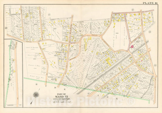 Historic Map : West Roxbury, Jamaica Plain & Roslindale, Roslindale 1905 Plate 016 , Vintage Wall Art