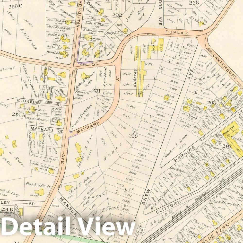 Historic Map : West Roxbury, Jamaica Plain & Roslindale, Roslindale 1905 Plate 016 , Vintage Wall Art