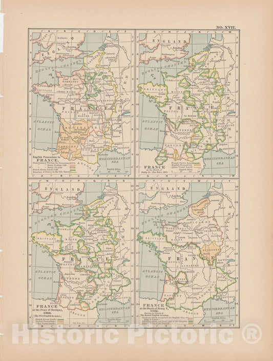 Historic Map : France 1897 , The Century Atlas World , Vintage Wall Art