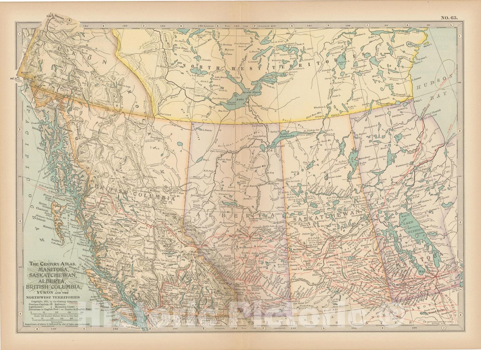 Historic Map : Canada 1914 , Century Atlas of the World, v2, Vintage Wall Art