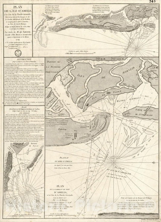 Historic Map : Amelia Island & Fernandina 1779 , Vintage Wall Art