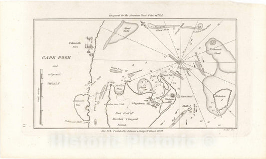 Historic Map : American Coast Pilot 14th Ed., Cape Poge 1841 , Vintage Wall Art