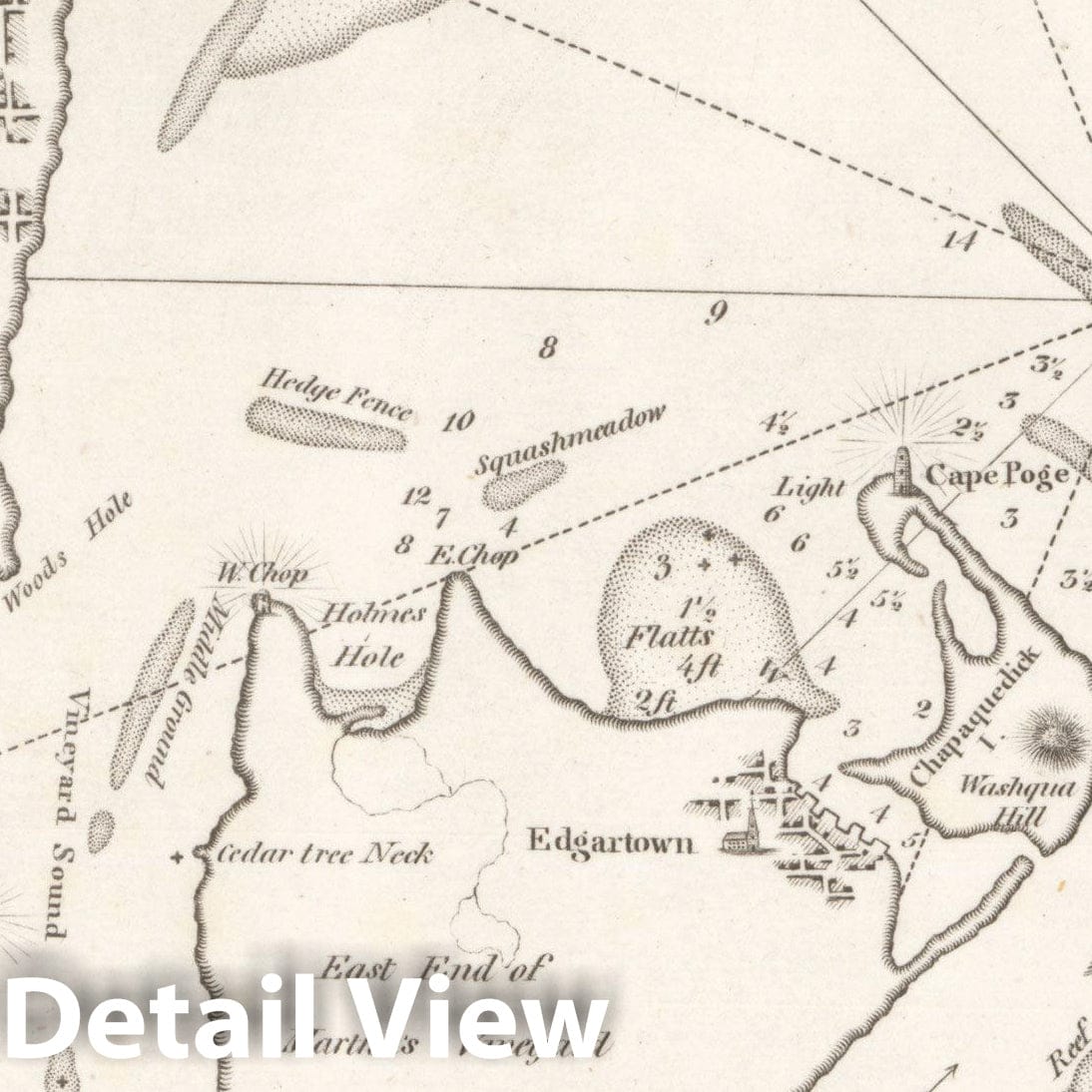 Historic Map : American Coast Pilot 14th Ed., Cape Poge 1841 , Vintage Wall Art