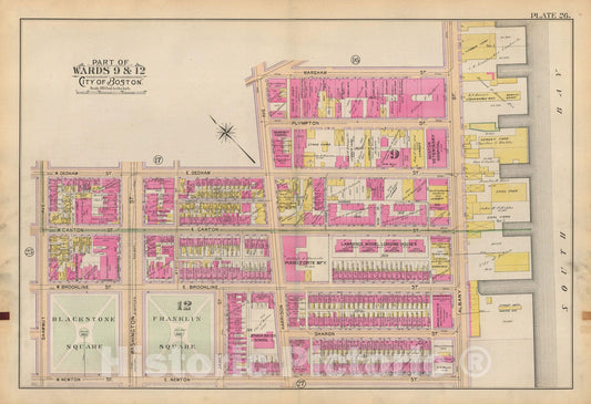 Historic Map : Atlas of Boston Proper, 1898 Plate 026 , Vintage Wall Art