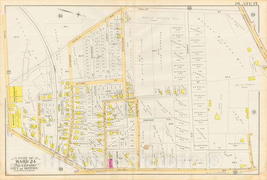 Historic Map : Atlas City of Boston, Vol. 5, Dorchester, Dorchester 1889 Plate 017 , Vintage Wall Art