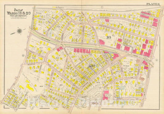 Historic Map : Atlas City of Boston, Dorchester, Dorchester 1910 Plate 006 , Vintage Wall Art