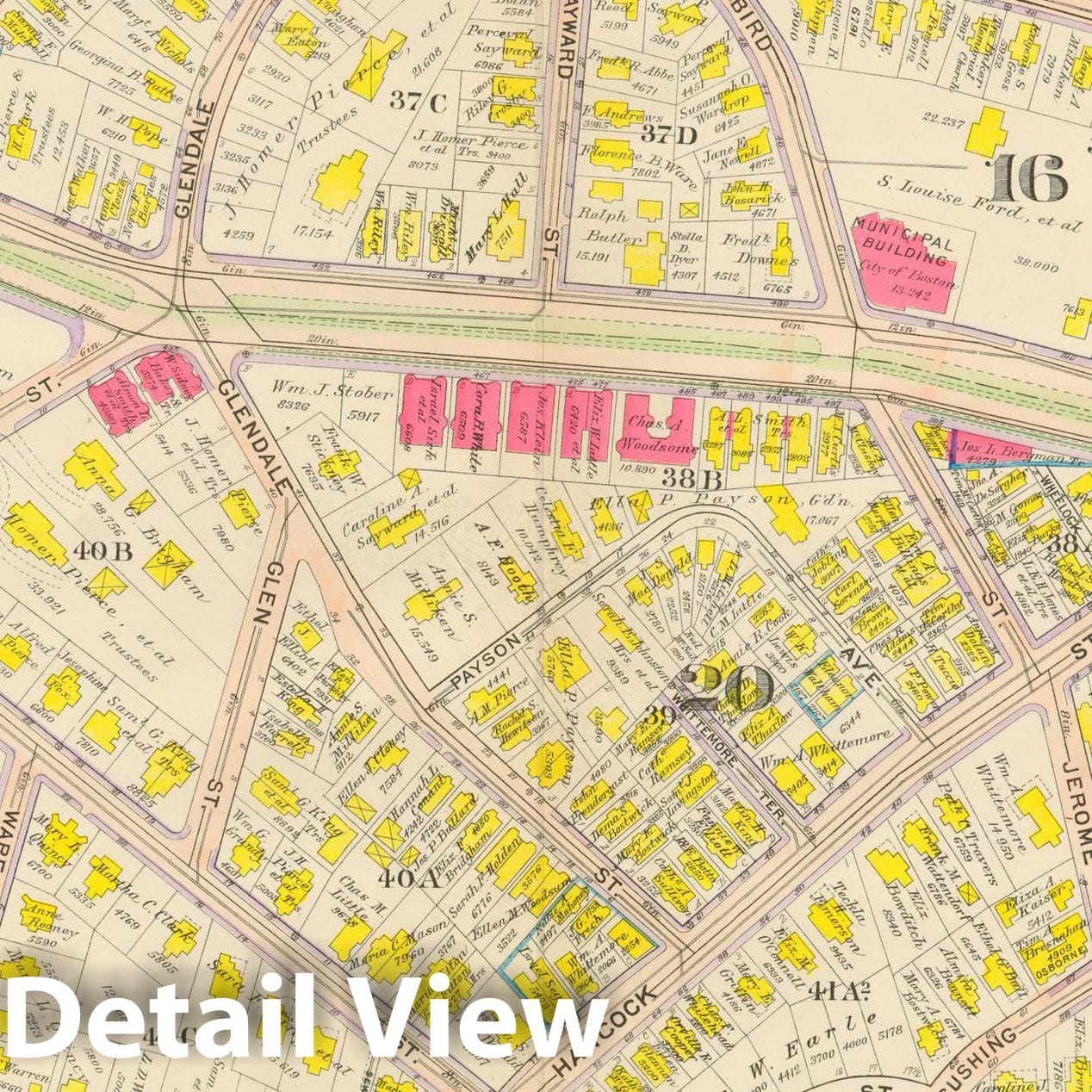 Historic Map : Atlas City of Boston, Dorchester, Dorchester 1910 Plate 006 , Vintage Wall Art