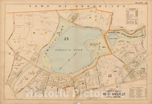 Historic Map : Atlas of Dorchester, West Roxbury and Brighton, Jamaica Plain 1899 Plate 014 , Vintage Wall Art