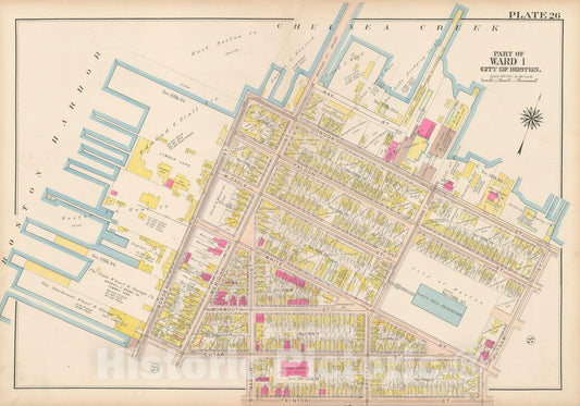 Historic Map : Atlas City of Boston: Charlestown and East Boston, East Boston 1912 Plate 026 , Vintage Wall Art