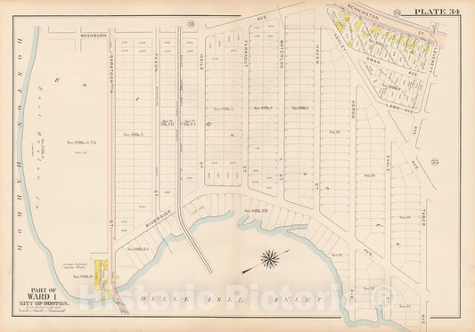 Historic Map : Atlas City of Boston: Charlestown and East Boston, East Boston 1912 Plate 034 , Vintage Wall Art