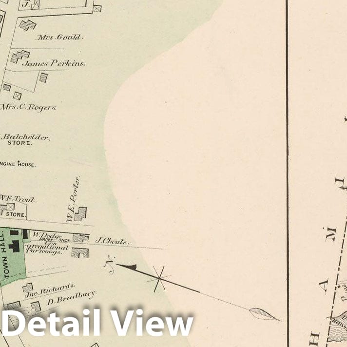 Historic Map : Atlas of Essex County, Wenham 1884 , Vintage Wall Art