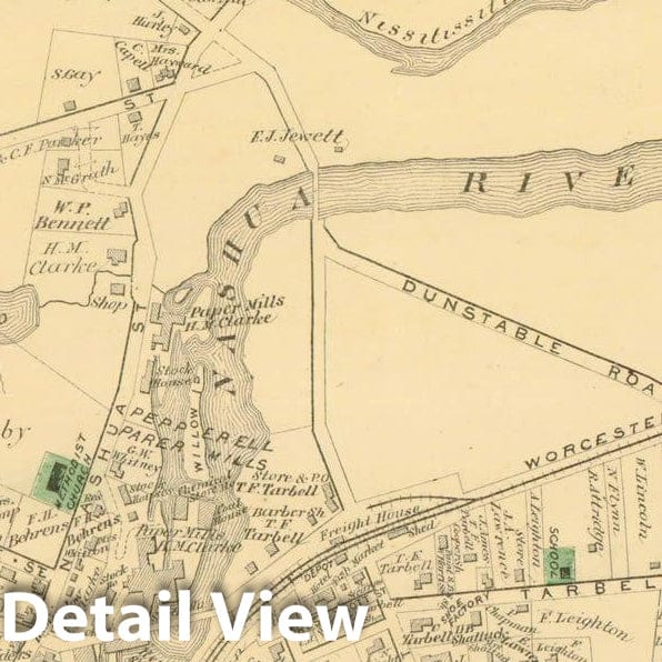 Historic Map : County Atlas of Middlesex Massachusetts, Pepperell & Townsend 1875 , Vintage Wall Art