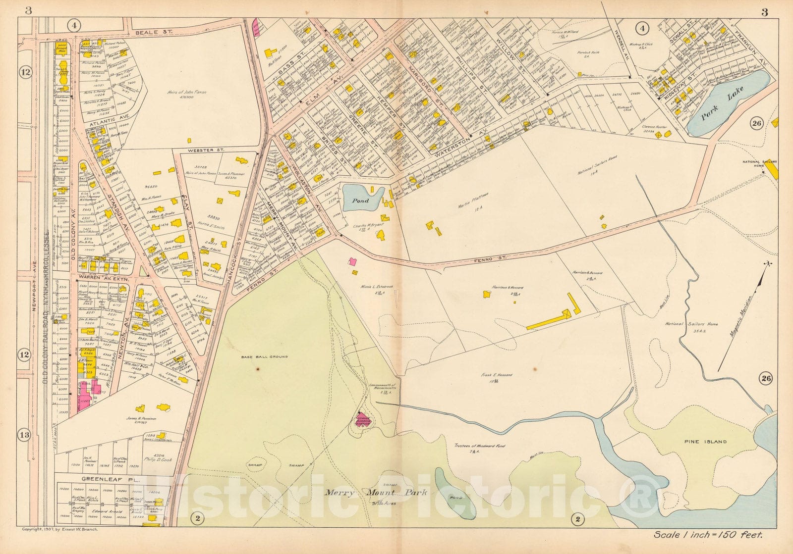 Historic Map : Atlas City of Quincy, Quincy 1907 Plate 003 , Vintage Wall Art
