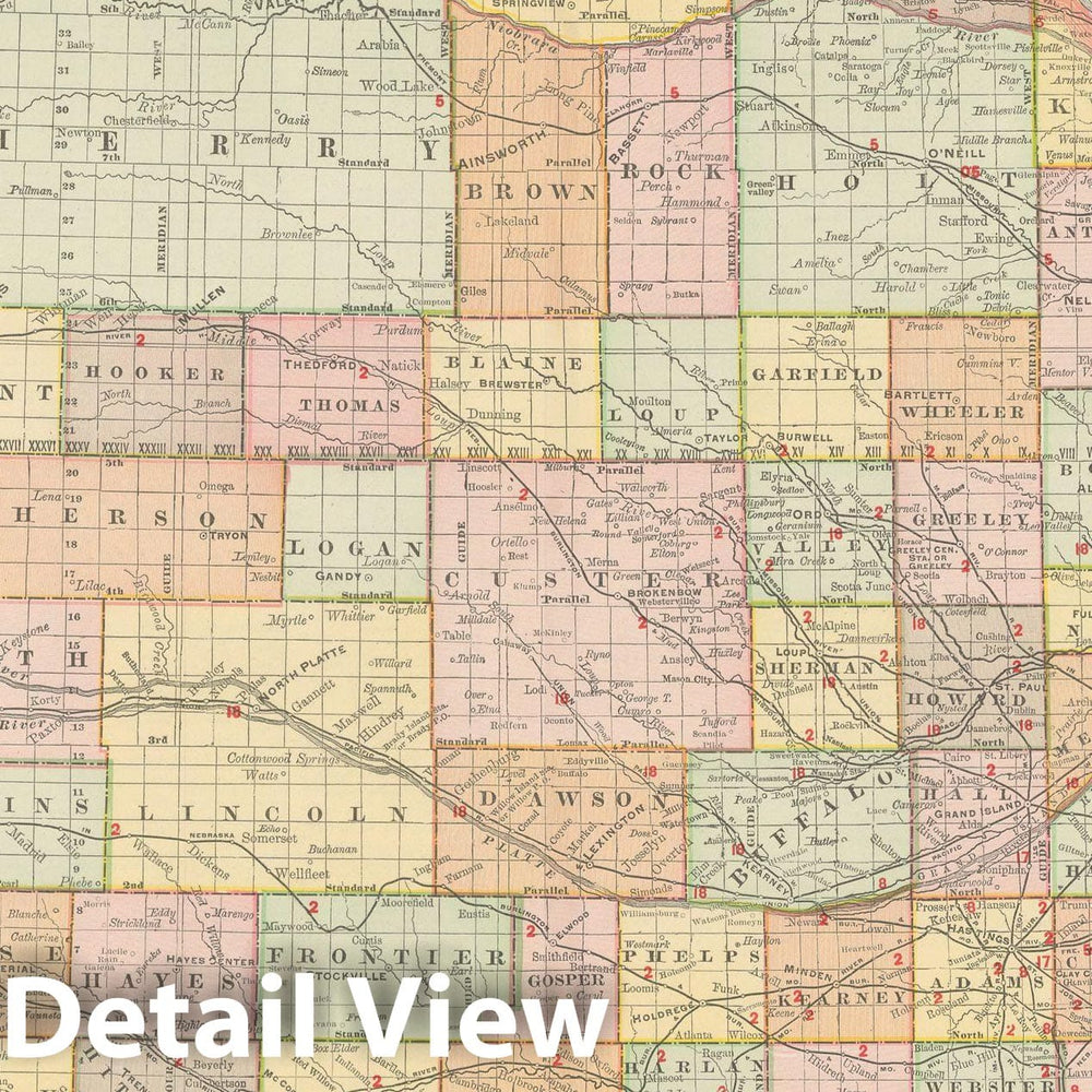 Historic Map : Nebraska 1903 , Rand McNally Business Atlas , Vintage Wall Art