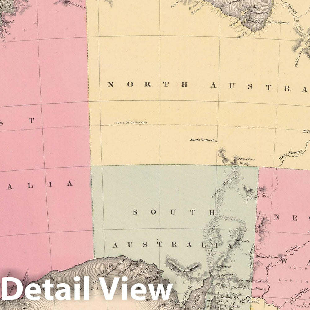 Historic Map : Australia 1856 , Colton's Atlas World , Vintage Wall Art