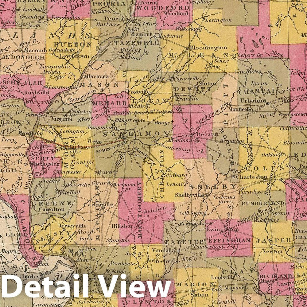 Historic Map : Illinois 1847 , A New Universal Atlas of the World , Vintage Wall Art