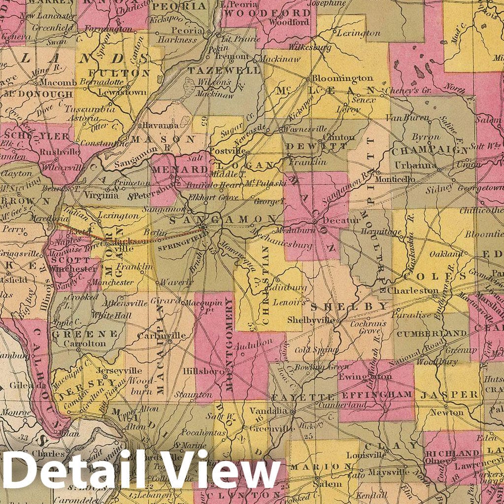Historic Map : Illinois 1847 , A New Universal Atlas of the World , Vintage Wall Art