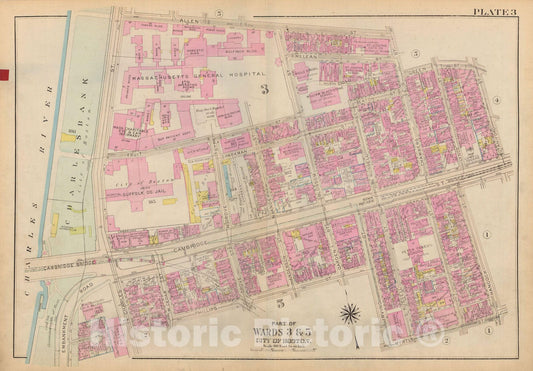 Historic Map : Atlas City of Boston: Boston Proper and Back Bay, Boston 1928 Plate 003 , Vintage Wall Art