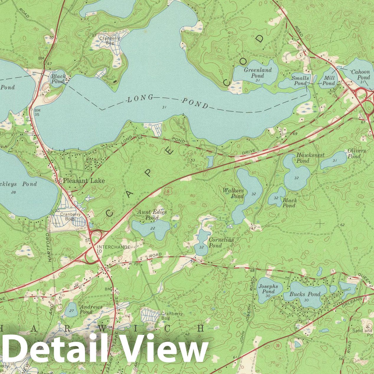 Historic Map : USGS 7.5 Minute Sheets and Quadrangles, Brewster & Harwich 1961 Topographic Map , Vintage Wall Art
