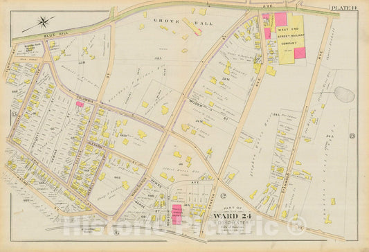 Historic Map : Atlas City of Boston, Vol. 5, Dorchester, Dorchester 1894 Plate 014 , Vintage Wall Art