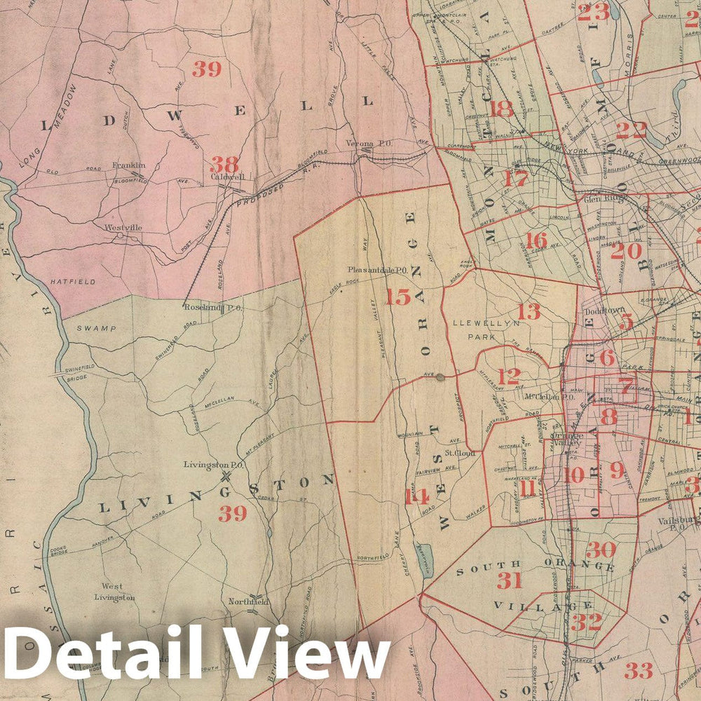Historic Map : Atlas of Essex County, New Jersey, 1890 , Vintage Wall Art