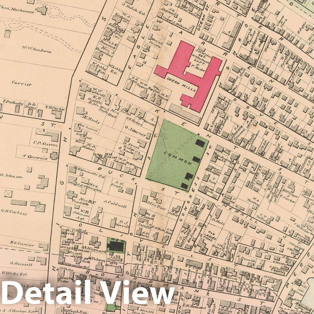 Historic Map : Atlas of Essex County, Newburyport 1884 , v3, Vintage Wall Art